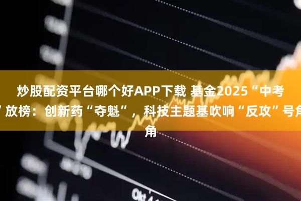 炒股配资平台哪个好APP下载 基金2025“中考”放榜：创新药“夺魁”，科技主题基吹响“反攻”号角